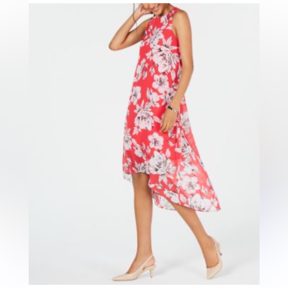Alfani‎ vibrant Coral and White dress